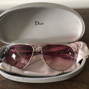 Dior sunglasses, pink aviators with star embellishment in the middle